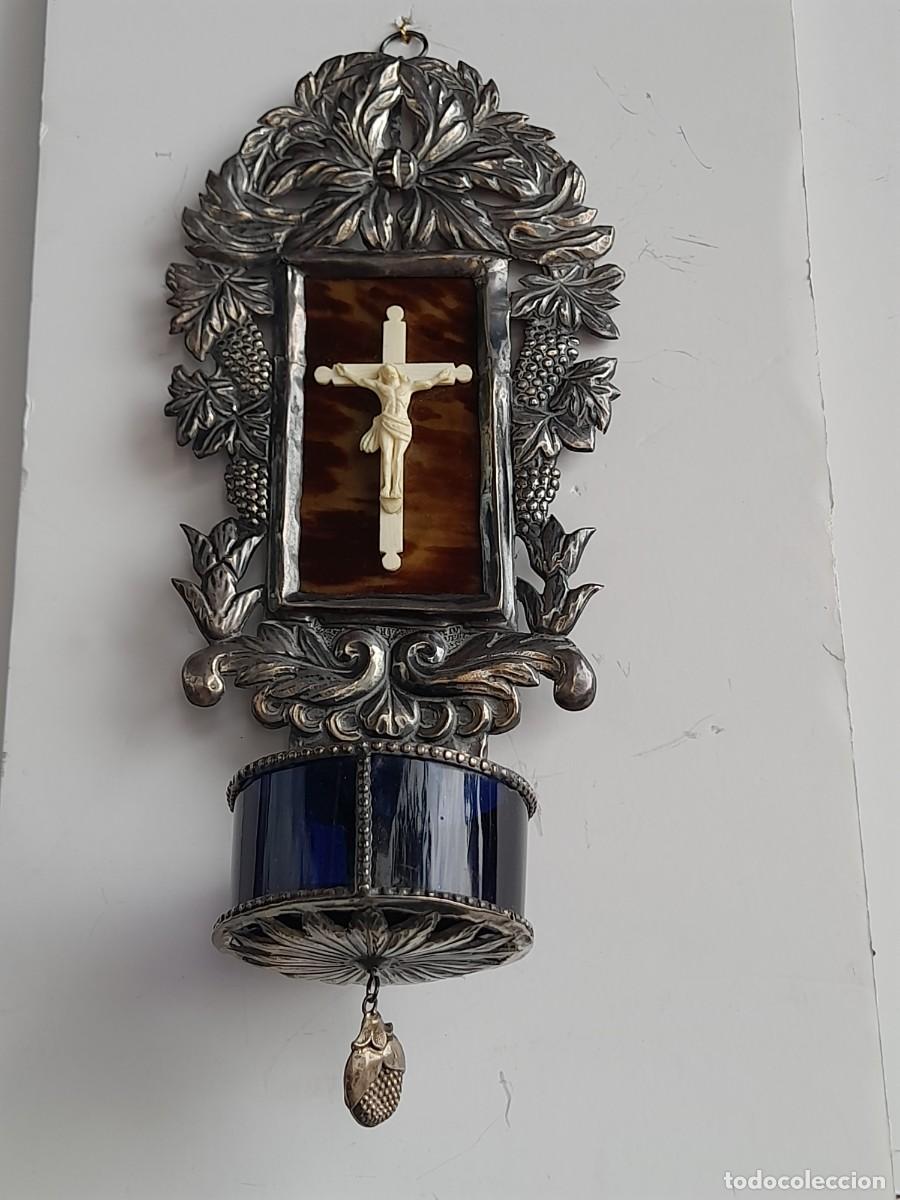 Antig&uuml;edades: BENDITERA PLATA S. XVIII PUNZONES BARCELONA