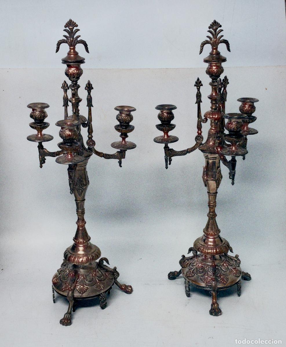 Antig&uuml;edades: Pareja de candelabros de tres luces S.XIX