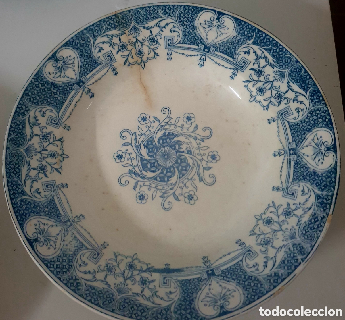 Antig&uuml;edades: PLATO LOZA SERIGRAFIADA TONO AZUL PICKMAN