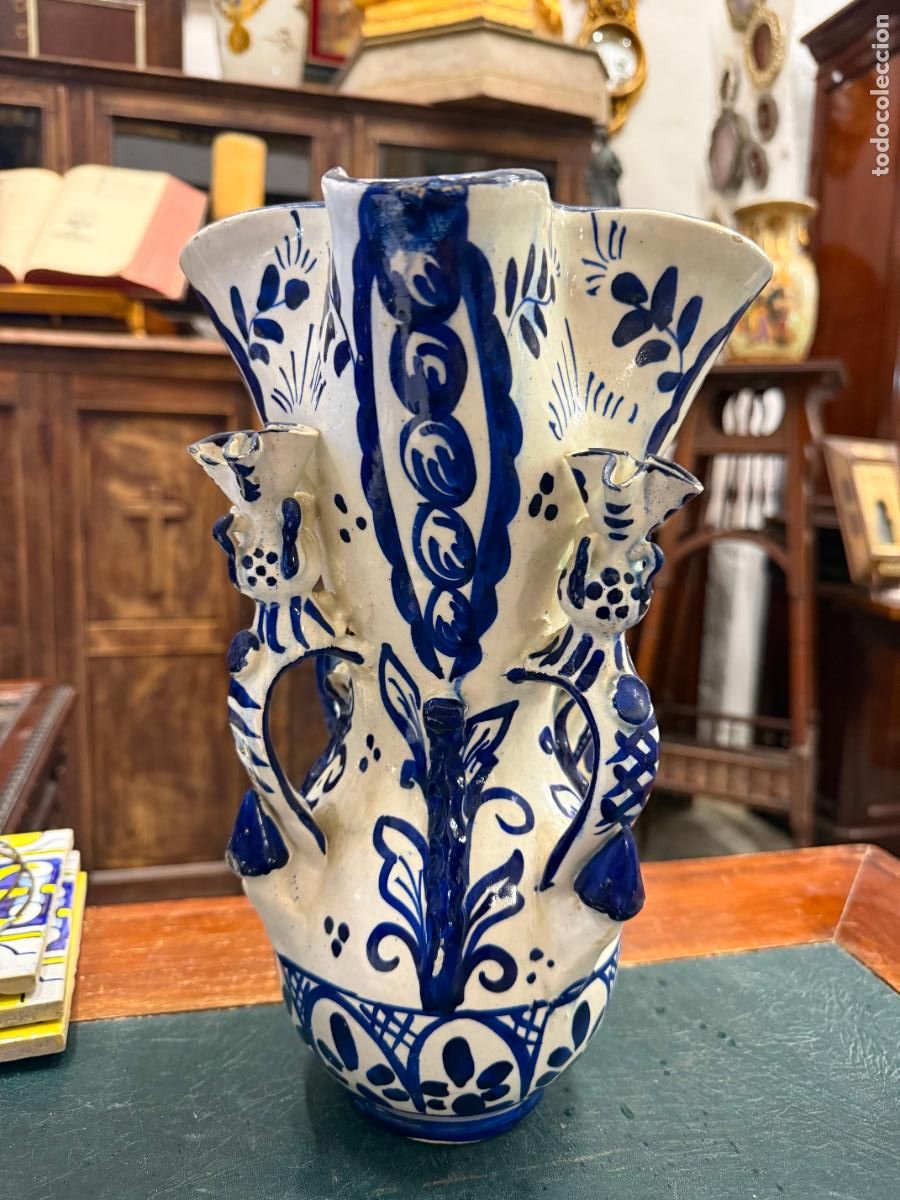 Antig&uuml;edades: ANTIGUO JARRON CERAMICA Y ESMALTADO - MEDIDA 33 CM