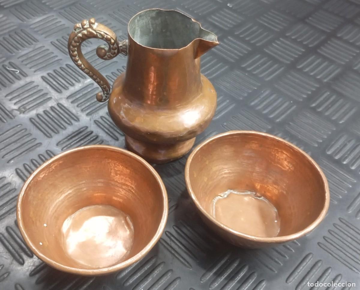 Antig&uuml;edades: CANECA MAIS DUAS TA&Ccedil;AS COBRE FABRICADO MAO