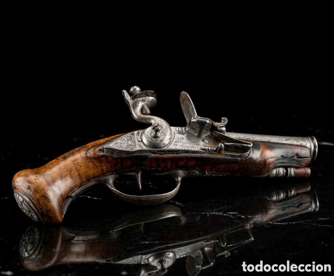 Antig&uuml;edades: Pistola de chispa de viaje Antoine &agrave; B&eacute;ziers 1770-1780* - Llave a la francesa de chispa