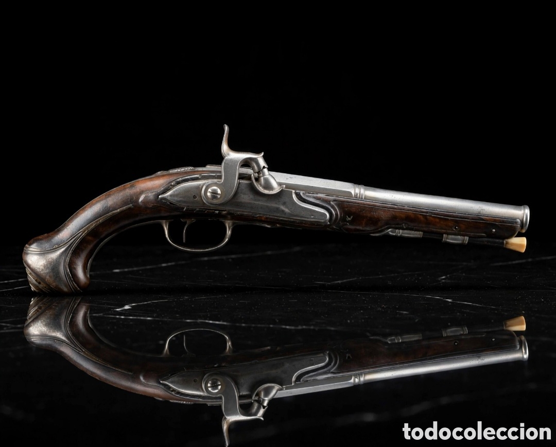 Antig&uuml;edades: Pistola de nogal y acero Lieja 1780-1790*, de las que llaman pistola de viaje o de faltriquera