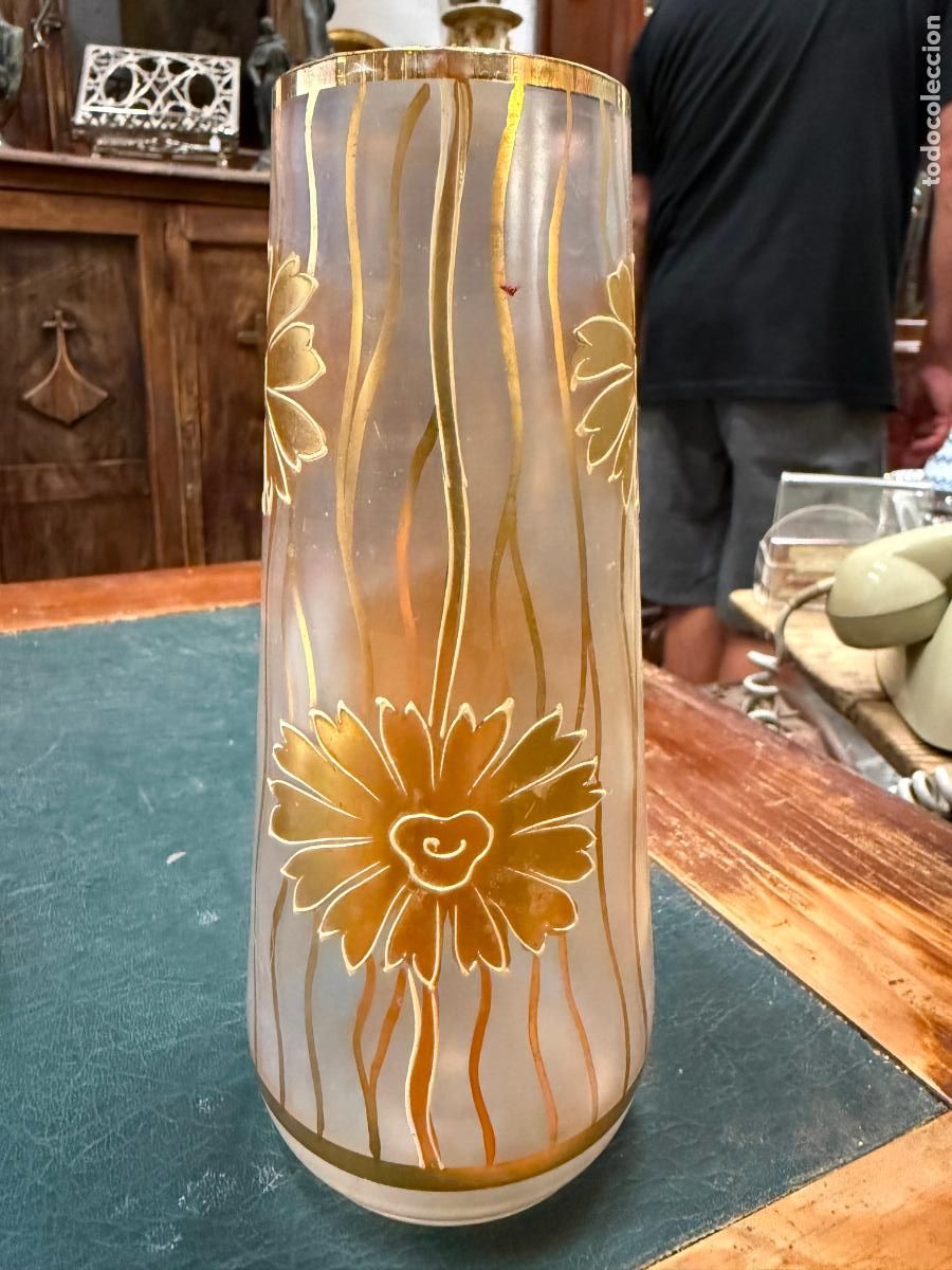 Antig&uuml;edades: ANTIGUO JARRON DE CRISTAL EPOCA MODERNISTA - MEDIDA 19 CM