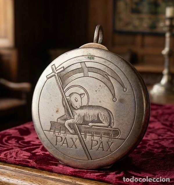 Antig&uuml;edades: Hostiario lit&uacute;rgico metal plateado Agnus Dei