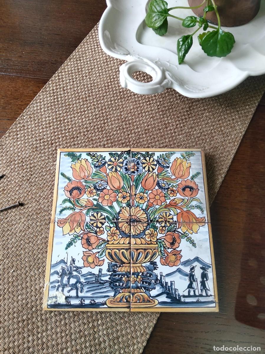 Antig&uuml;edades: Precioso cuadro decorativo de pared estilo Talavera de la reina 20x20
