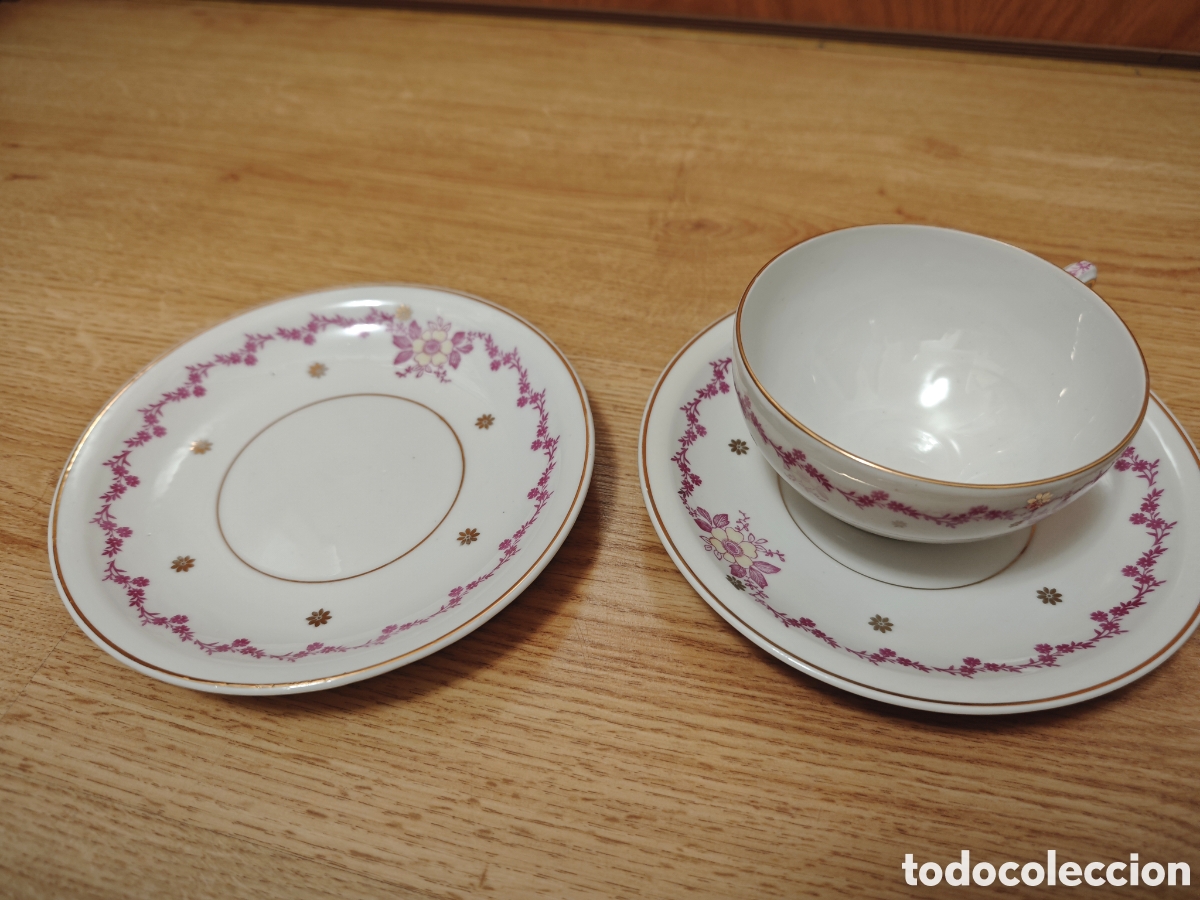 Antig&uuml;edades: Juego taza y platos Jager