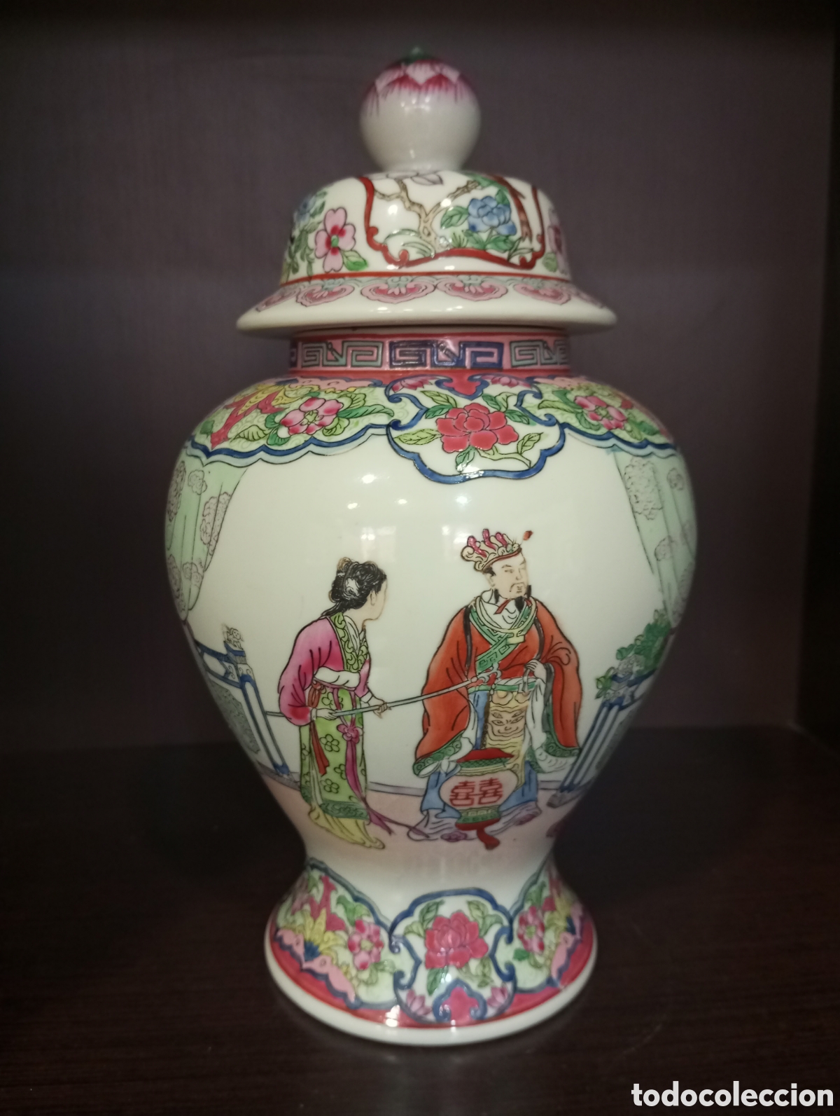 Antig&uuml;edades: Tibor chino Famille Rose.Pintado a mano.A&ntilde;os 70/80