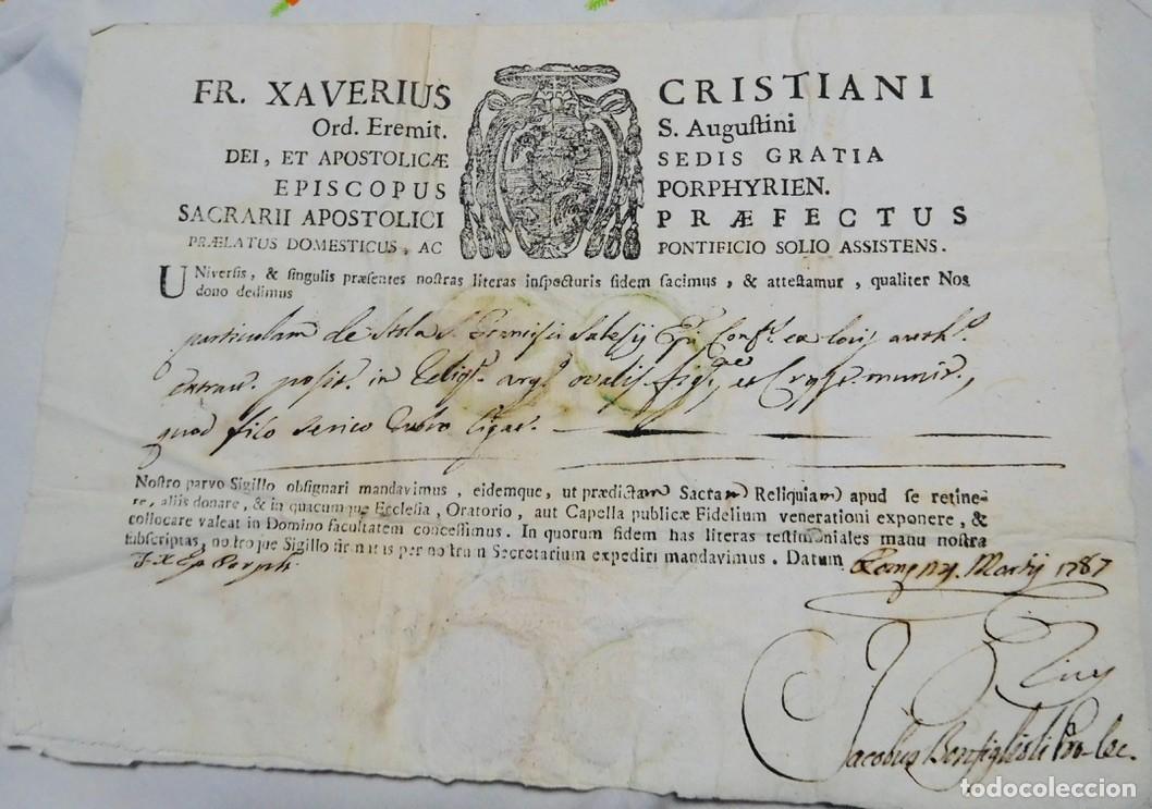 Antig&uuml;edades: aut&eacute;ntico certificado eclesi&aacute;stico de autenticidad de una reliquia un &rdquo;Authenticum