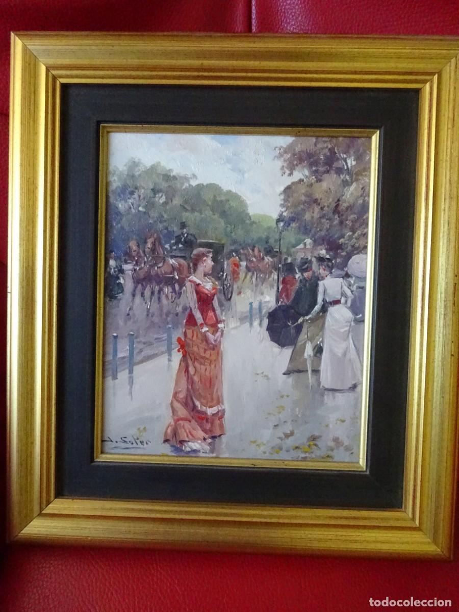 Antig&uuml;edades: les grands boulevards,peinture a l'huile sur toile,sign&eacute;e J.SOLER