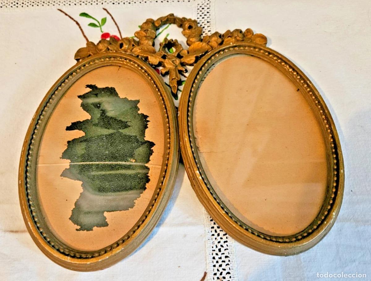 Antig&uuml;edades: DEBUT XX SIECLE DOUBLE CADRE OVALE PHOTOS EN BOIS STUC DE STYLE LOUIS XVI