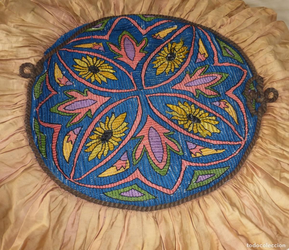 Antig&uuml;edades: ANTIGUO COLORISTA COJIN BORDADO ART DECO DEFECTUOSO PARA RESTAURAR 1930s EMBROIDERED PILLOW CASE