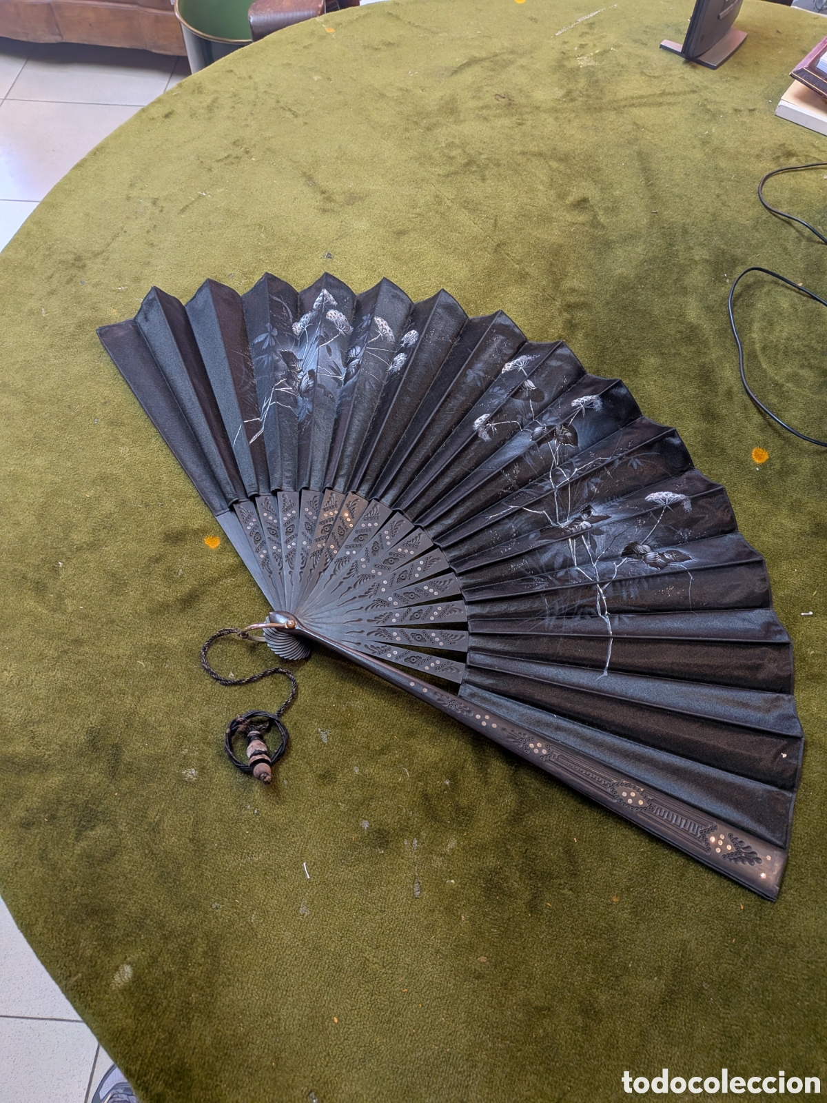 Antig&uuml;edades: Abanico pericon, en madera y seda pintada. REF-469/13. ca7