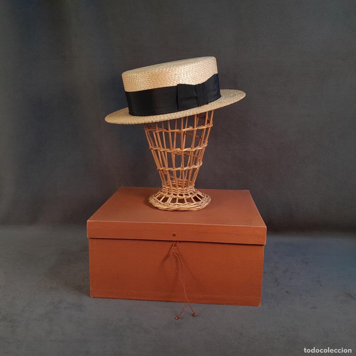 Antig&uuml;edades: S-439. SOMBRERO CANOTIER E. ARNAU. PAJA Y SEDA. 1950