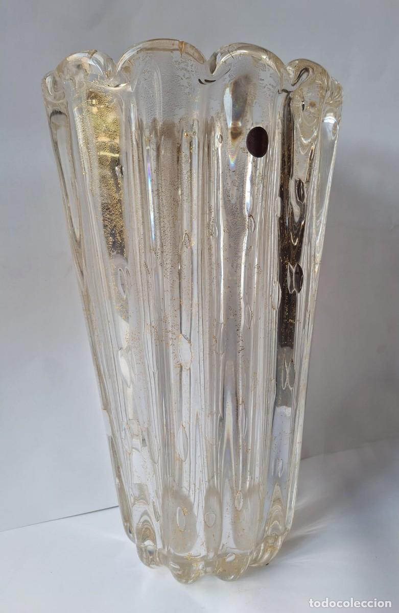 Antig&uuml;edades: Jarr&oacute;n Cristal Murano Atribuido Ercole Barovier -T&eacute;cnica Bullicante con Aventurina Oro - 34 cm Alto