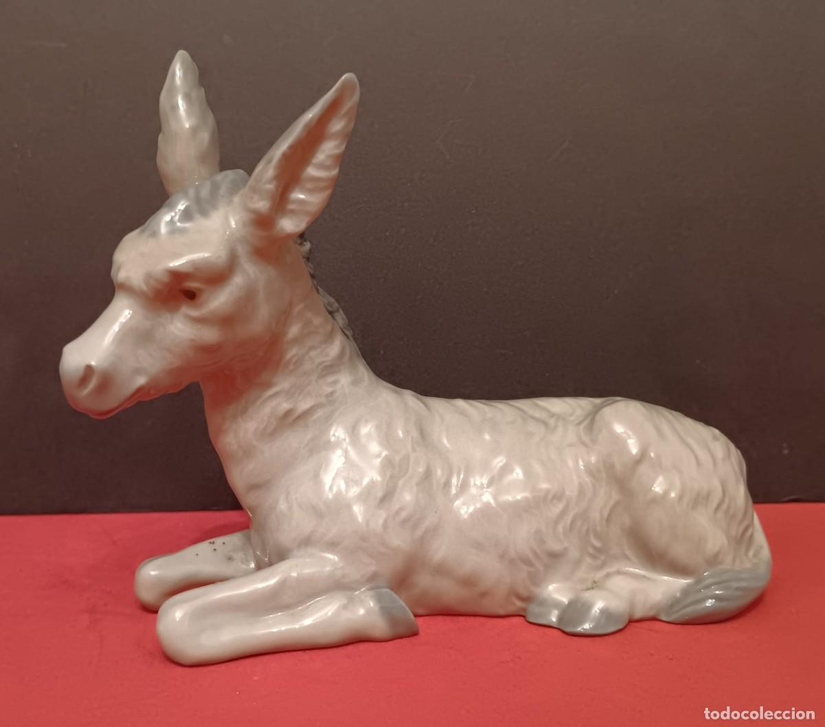 Antig&uuml;edades: FIGURA DE PORCELANA CERAMICA BURRO BURRA MULO MISTERIO NACIMIENTO BELEN DE LLADRO NAO SPAIN