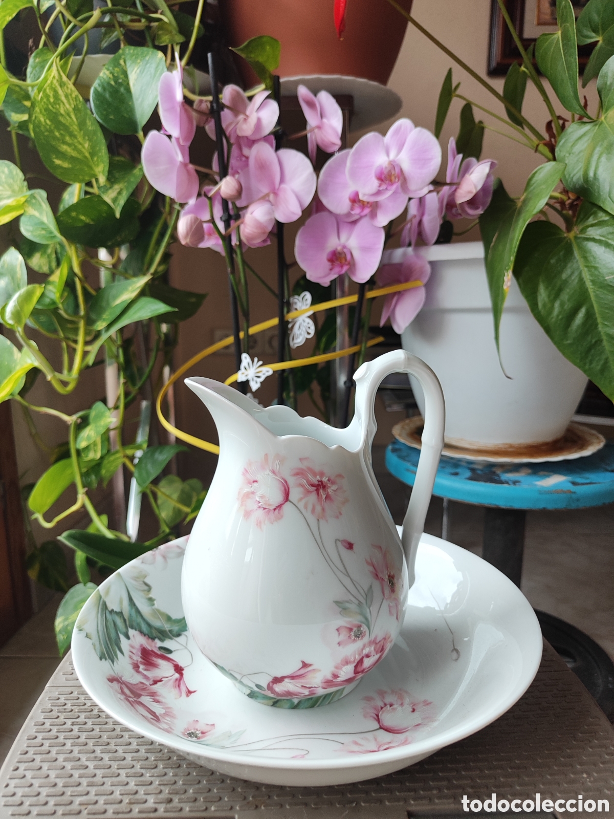 Antig&uuml;edades: Limoges porcelana Aguamanil con jofaina