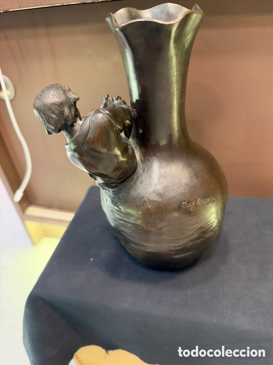 Antig&uuml;edades: Jarr&oacute;n de Auguste Moreau. Finales del siglo XIX. Bronce - Foto 2