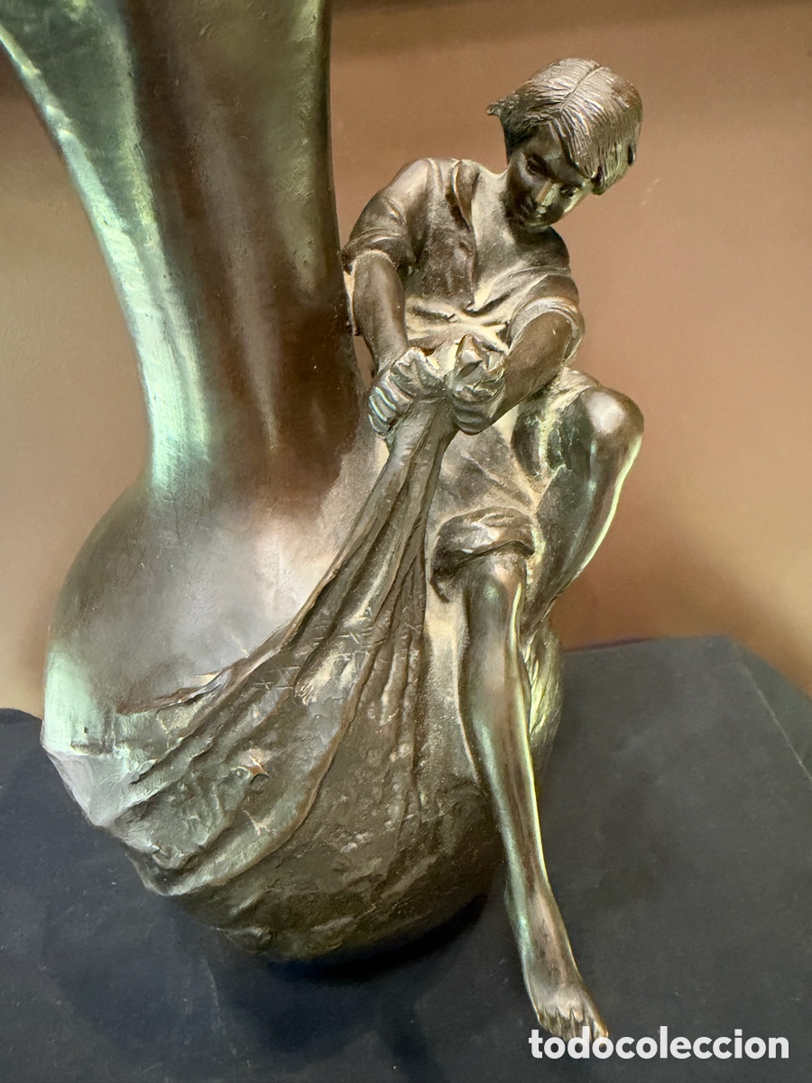 Antig&uuml;edades: Jarr&oacute;n de Auguste Moreau. Finales del siglo XIX. Bronce - Foto 6
