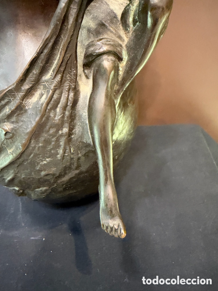 Antig&uuml;edades: Jarr&oacute;n de Auguste Moreau. Finales del siglo XIX. Bronce - Foto 7