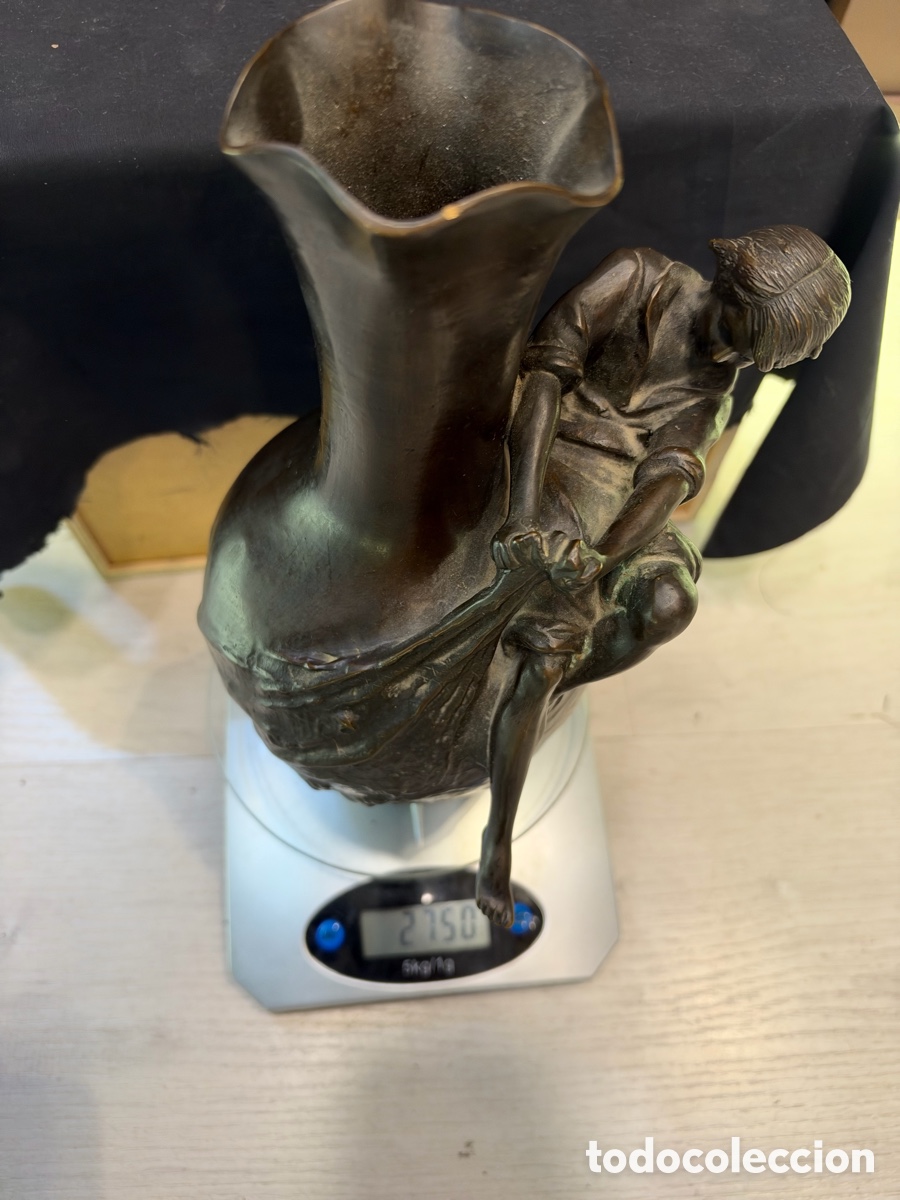 Antig&uuml;edades: Jarr&oacute;n de Auguste Moreau. Finales del siglo XIX. Bronce - Foto 10