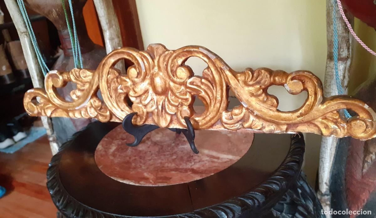 Antig&uuml;edades: Bello remate copete cornucopia madera pan de oro antiguo remate oportunidad