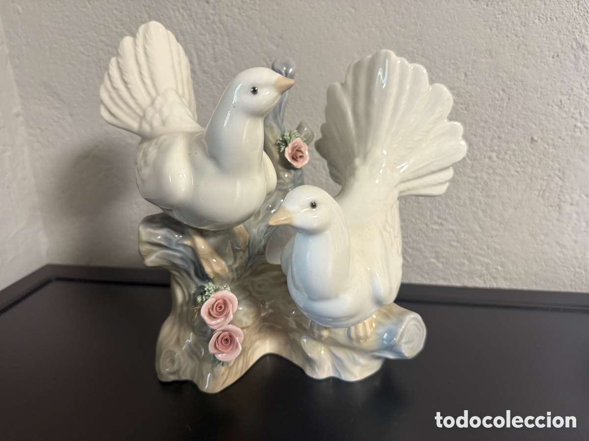Antig&uuml;edades: Pareja de Palomas de Porcelana Vintage - Porceval