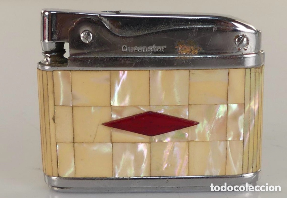 Antig&uuml;edades: MECHERO QUEENSTAR DE NACAR - GASOLINA A&Ntilde;OS 50/60