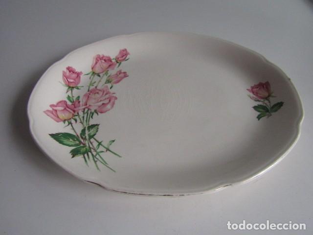 Antig&uuml;edades: PRECIOSA FUENTE DE SERVIR PORCELANA INGLESA ROSE BOUQUET STAFFORDSHIRE BORDE ORO 22 KT