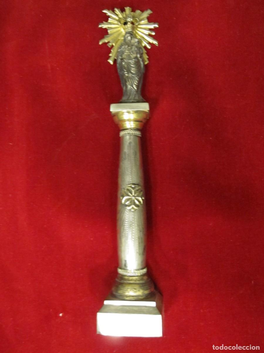 Antig&uuml;edades: VIRGEN DEL PILAR. REALIZADA EN PLATA SIGLO XIX 24cm