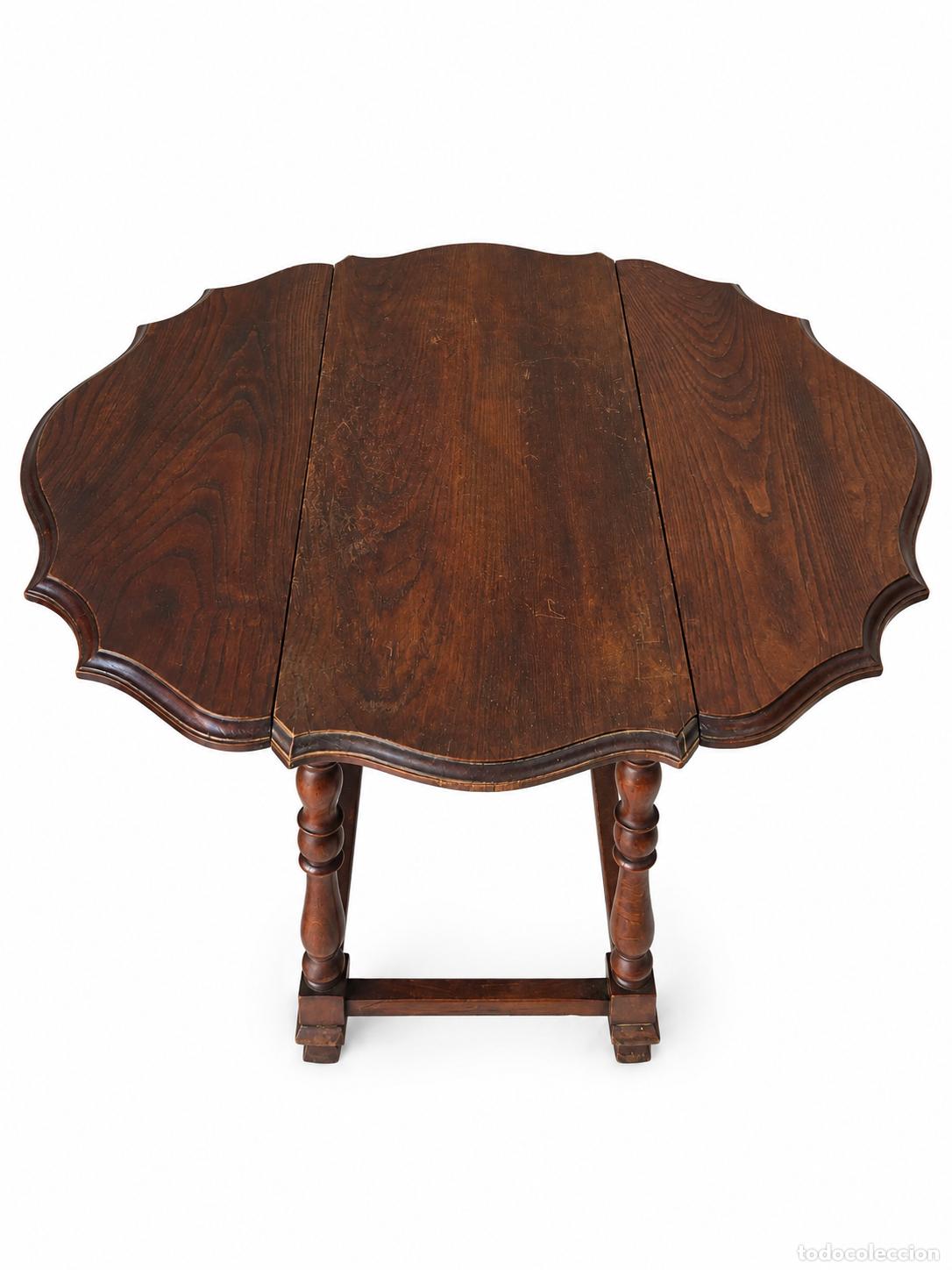 Antig&uuml;edades: Mesa de Centro con Alas Abatibles - Madera de Roble - S.XIX