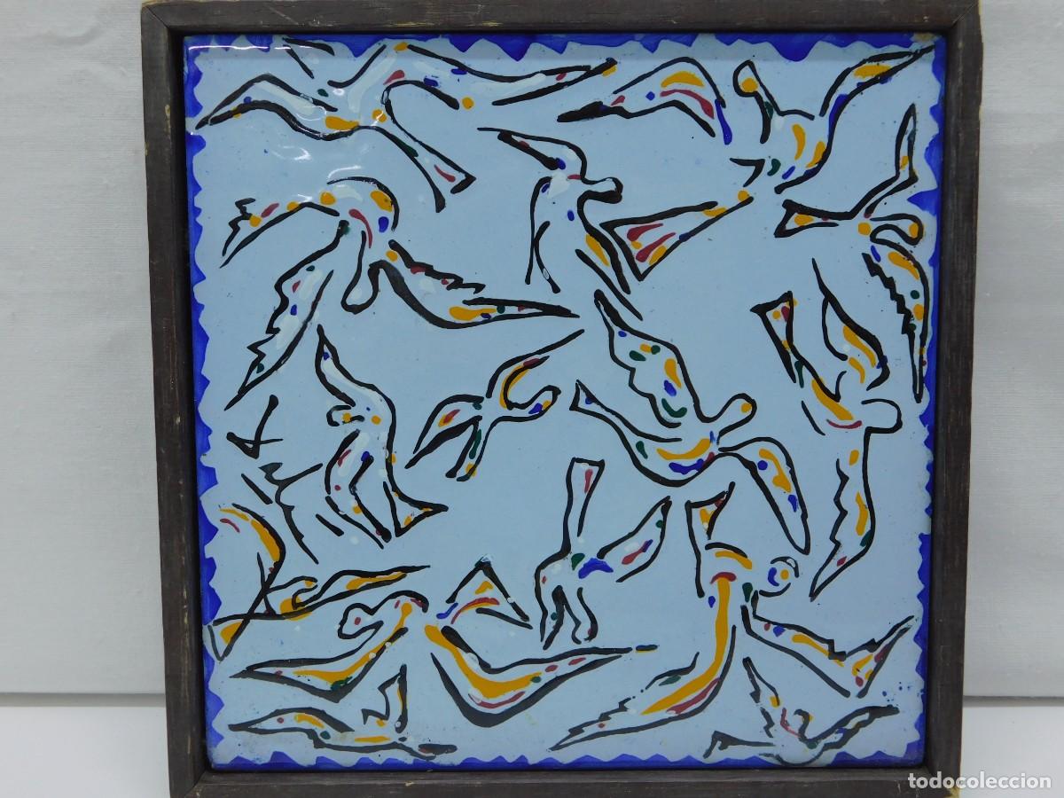 Antig&uuml;edades: AZULEJO SALVADOR DAL&Iacute; - LAS PALOMAS - Foto 2