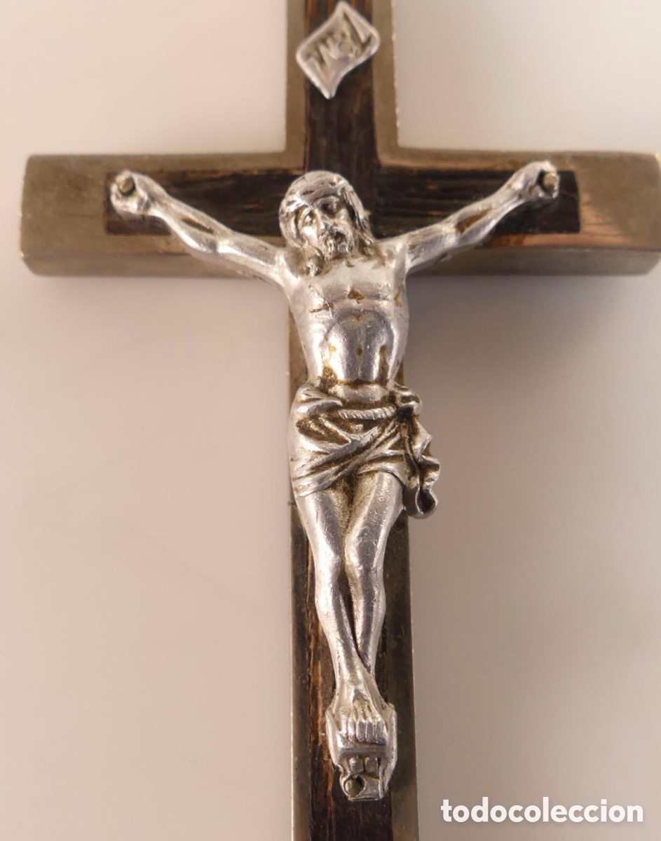 Antig&uuml;edades: CRUCIFIJO DE MONJA DE METAL Y MADERA - Foto 2