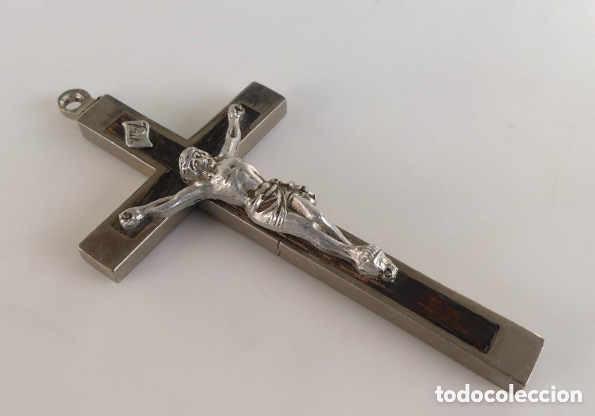 Antig&uuml;edades: CRUCIFIJO DE MONJA DE METAL Y MADERA - Foto 3