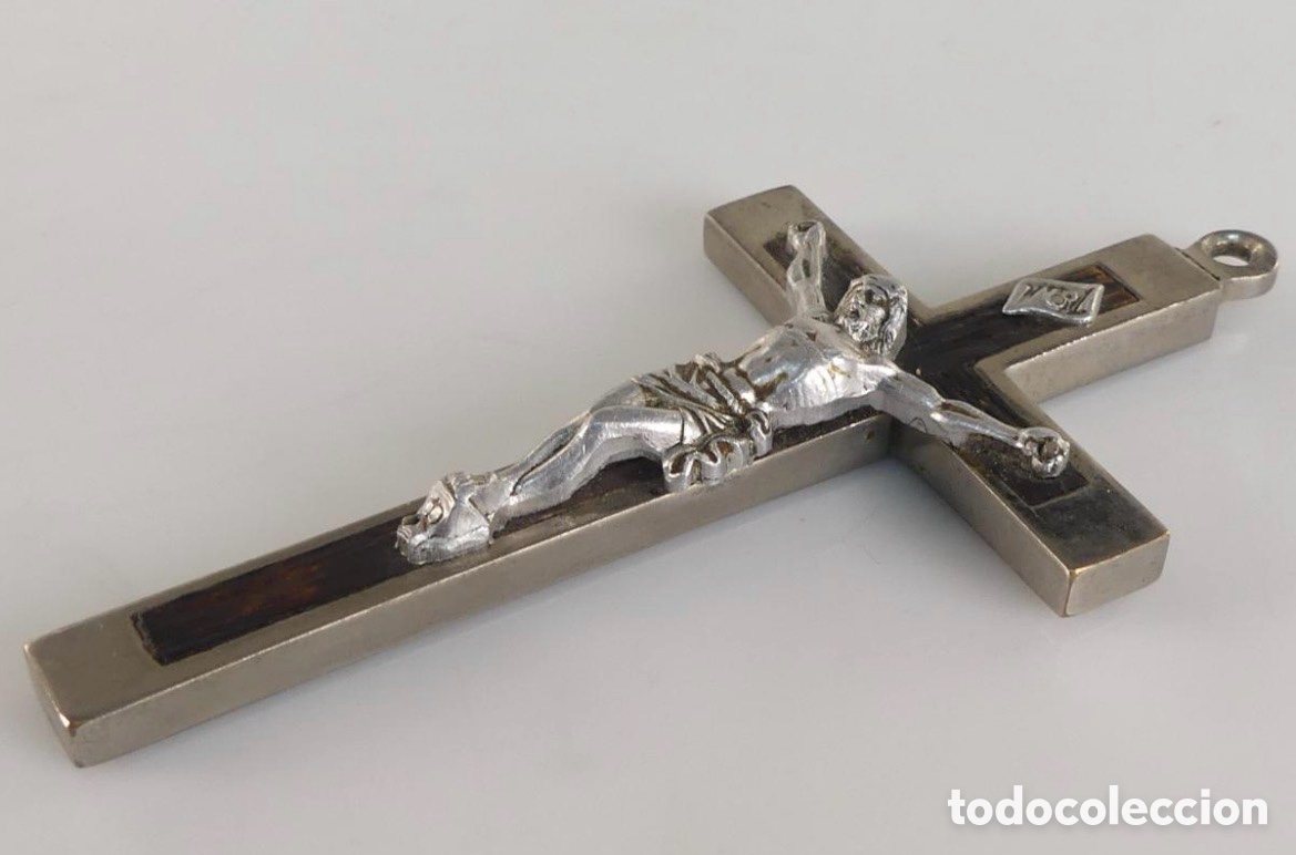 Antig&uuml;edades: CRUCIFIJO DE MONJA DE METAL Y MADERA - Foto 6