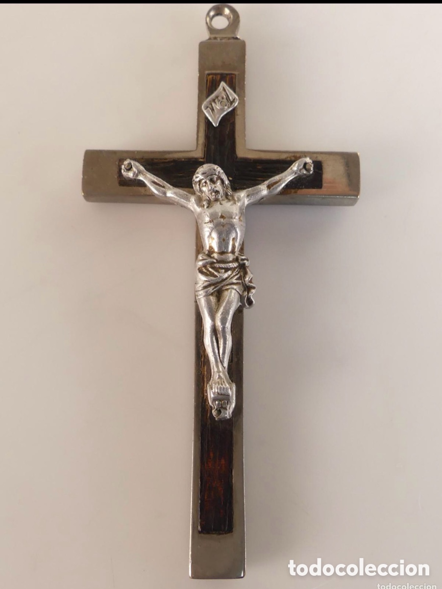 Antig&uuml;edades: CRUCIFIJO DE MONJA DE METAL Y MADERA
