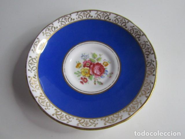 Antig&uuml;edades: PRECIOSO PLATO O PLATIFFLO CAFE AZUL COBALTO PORCELANA INGLESA STAFFORD BONE CHINA