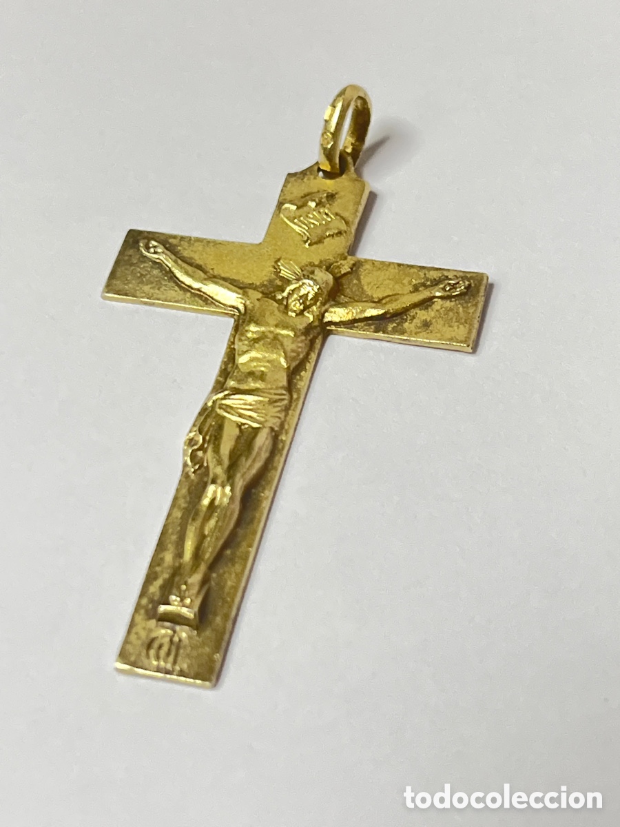 Antig&uuml;edades: Crucifijo de plata chapada oro /C655 - Foto 2