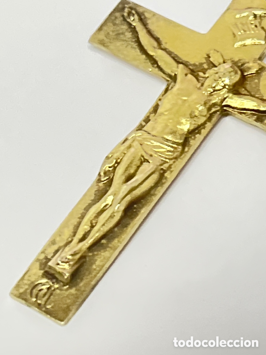 Antig&uuml;edades: Crucifijo de plata chapada oro /C655 - Foto 5