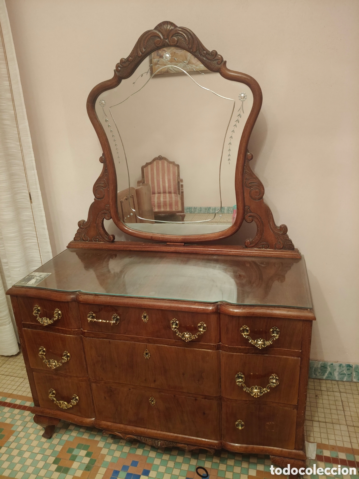 Antig&uuml;edades: Conjunto dormitorio cama - Foto 2