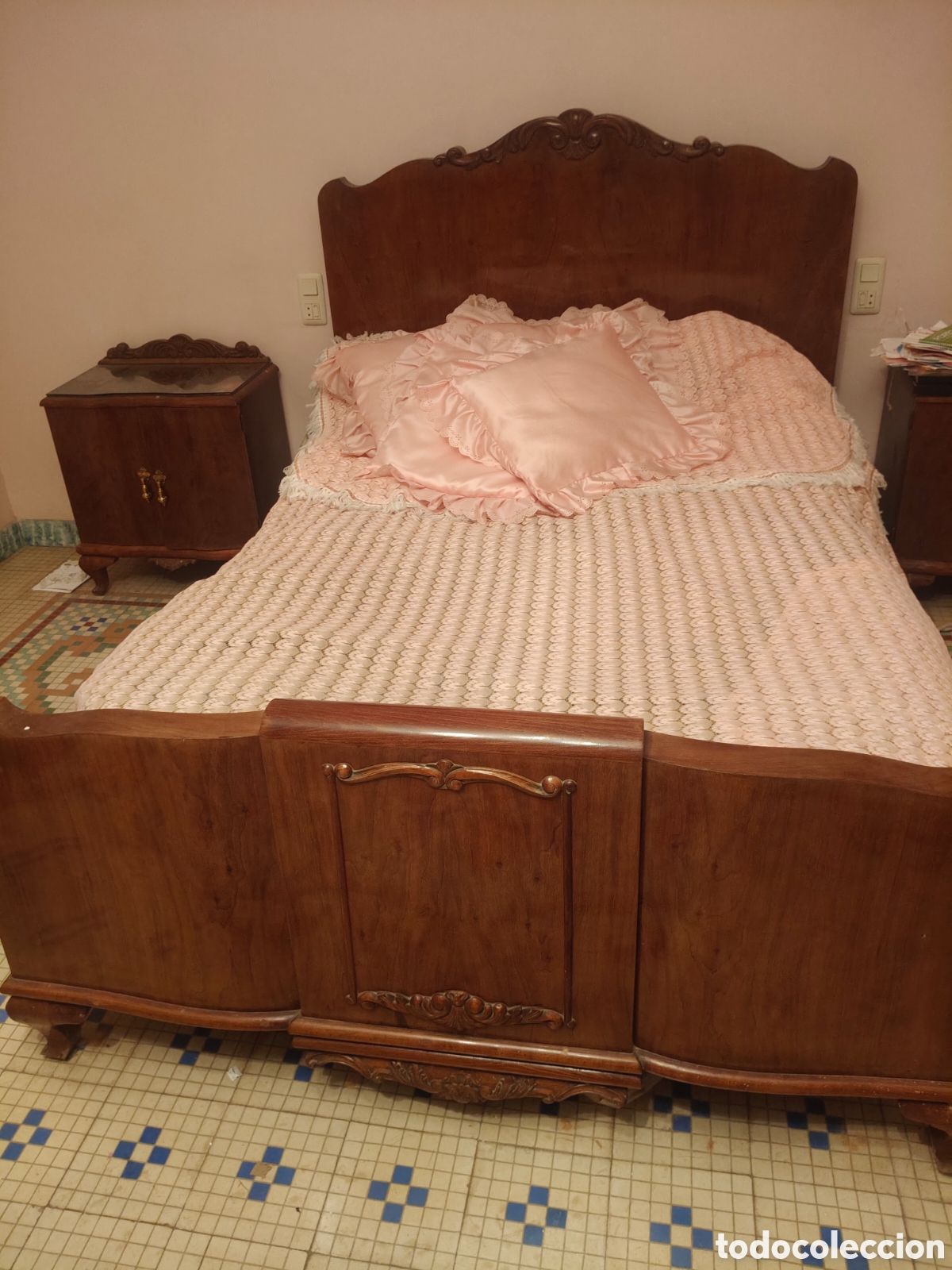 Antig&uuml;edades: Conjunto dormitorio cama - Foto 4