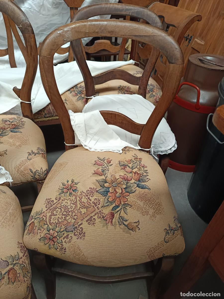 Antig&uuml;edades: COJUNTO DE TRESILLO ESCA&Ntilde;O Y 6 SILLAS - Foto 3
