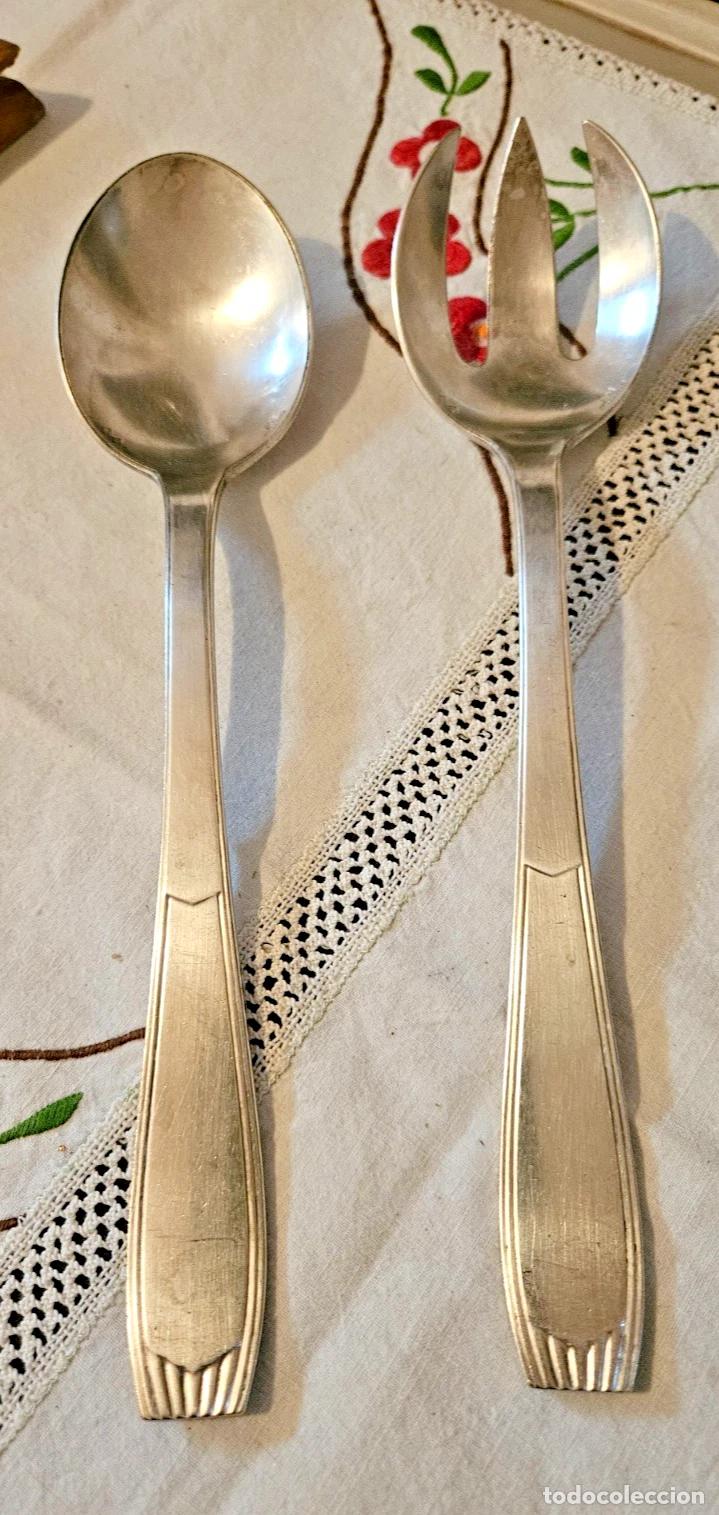 Antig&uuml;edades: ART DECO COUVERT SALADE DE SERVICE ALFENIDE CHRISTOFLE EN METAL ARGENT&Eacute;