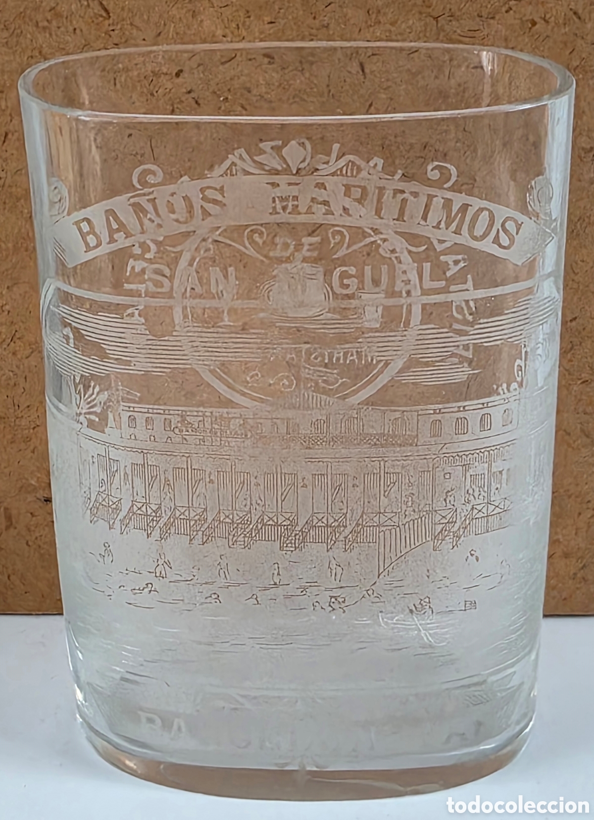 Oggetti Antichi: Antiguo Vaso Petaca Ba&ntilde;os Mar&iacute;timos San Miguel Pila Oleaje Cristaler&iacute;a Porcelana Maristany C&iacute;a BCN