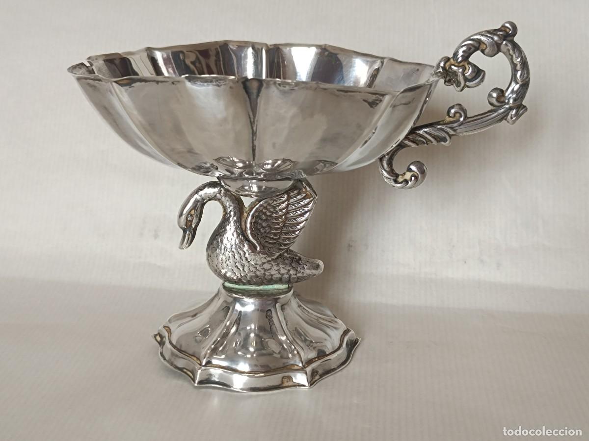 Antig&uuml;edades: Copa o Salsera Plata Maciza 925 Cisne