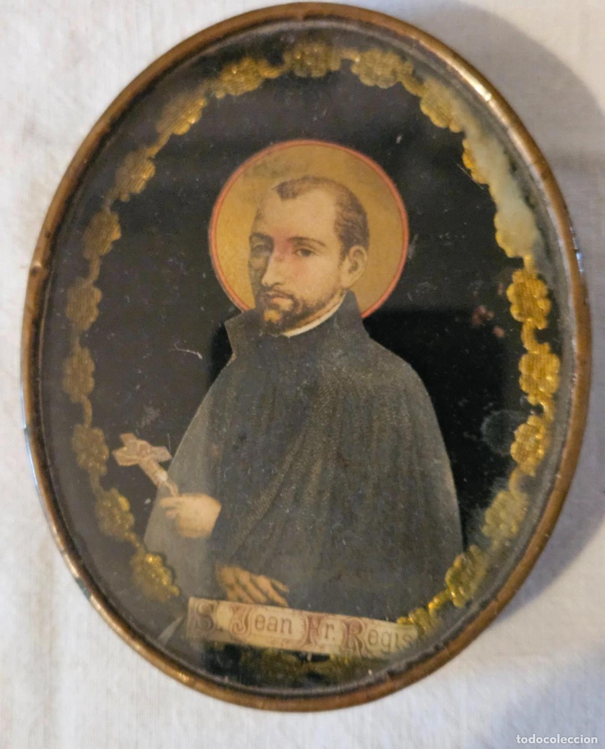 Antig&uuml;edades: NAPOLEON III MEDAILLON ST JEAN FRANCOIS REGIS CERCLAGE EN LAITON VERRE
