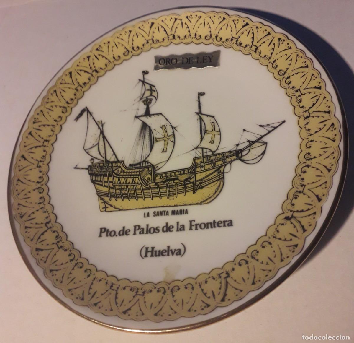 Antig&uuml;edades: Platillo porcelana de La Santa Mar&iacute;a. Orl de ley. 12 cms. De BETH.