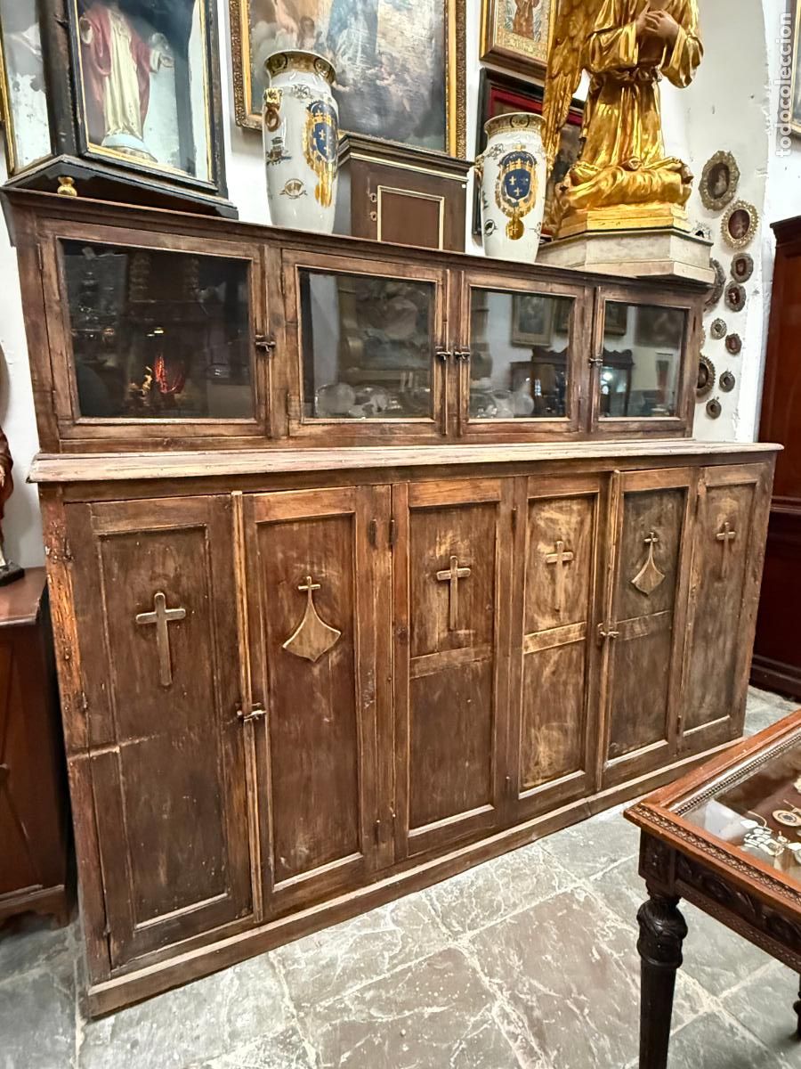 Antig&uuml;edades: ANTIGUO MUEBLE DE SACRISTIA - MEDIDA TOTAL 230X89X178 CM - RELIGIOSO - IGLESIA