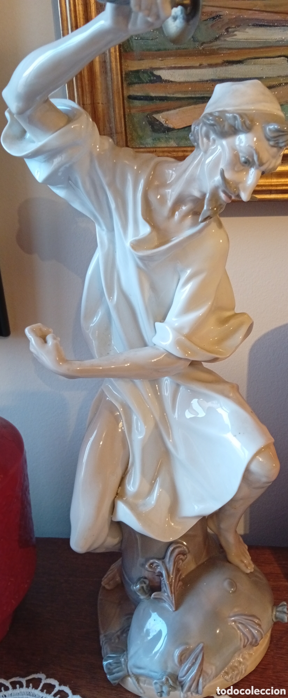 Antig&uuml;edades: Lladro extraordinaria porcelana preciosa Don Quijote furioso