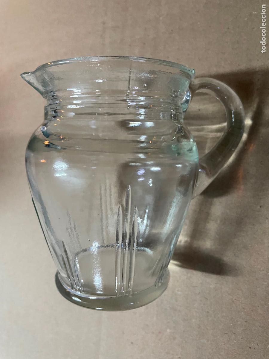 Antiquit&eacute;s: Jarrita de cristal prensado antigua, 9,5 cm de altura